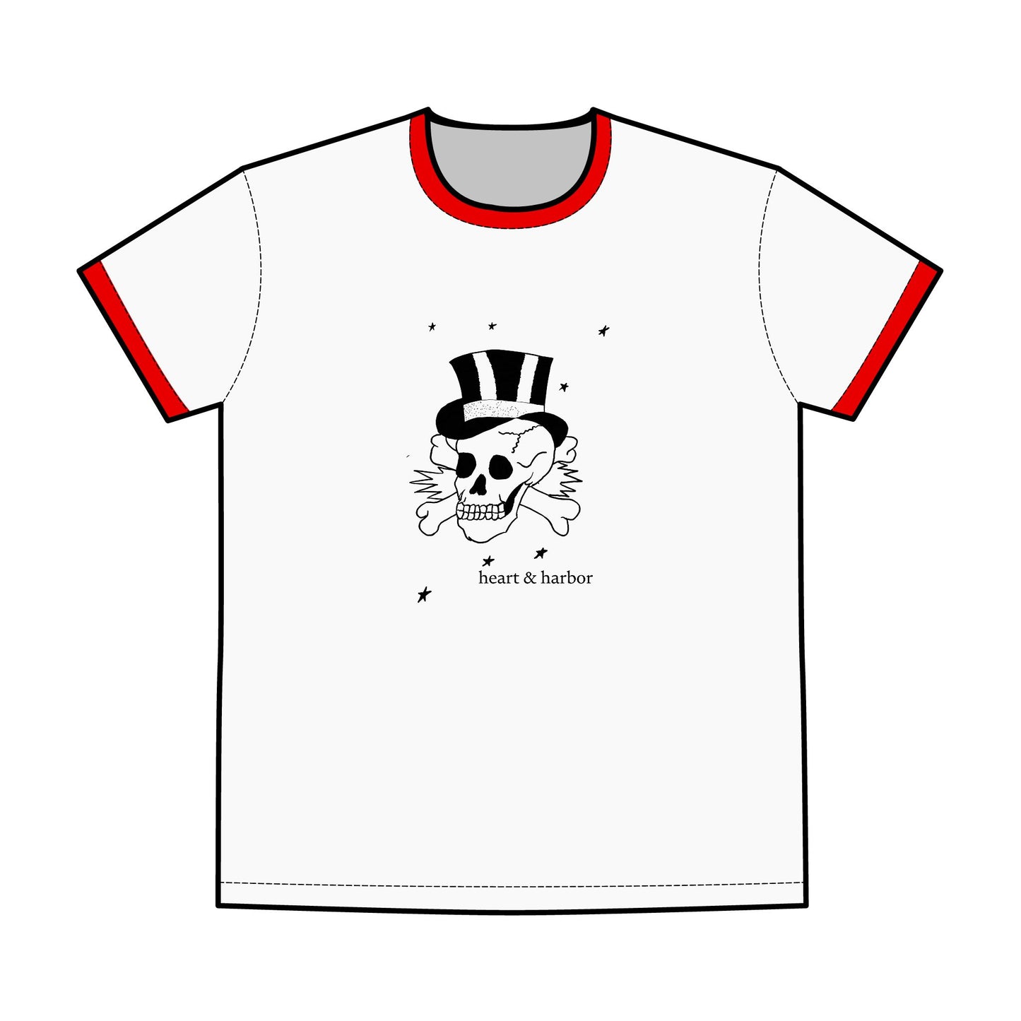 Skull Graphic Ringer Tee | Hand Drawn | Multiple choices