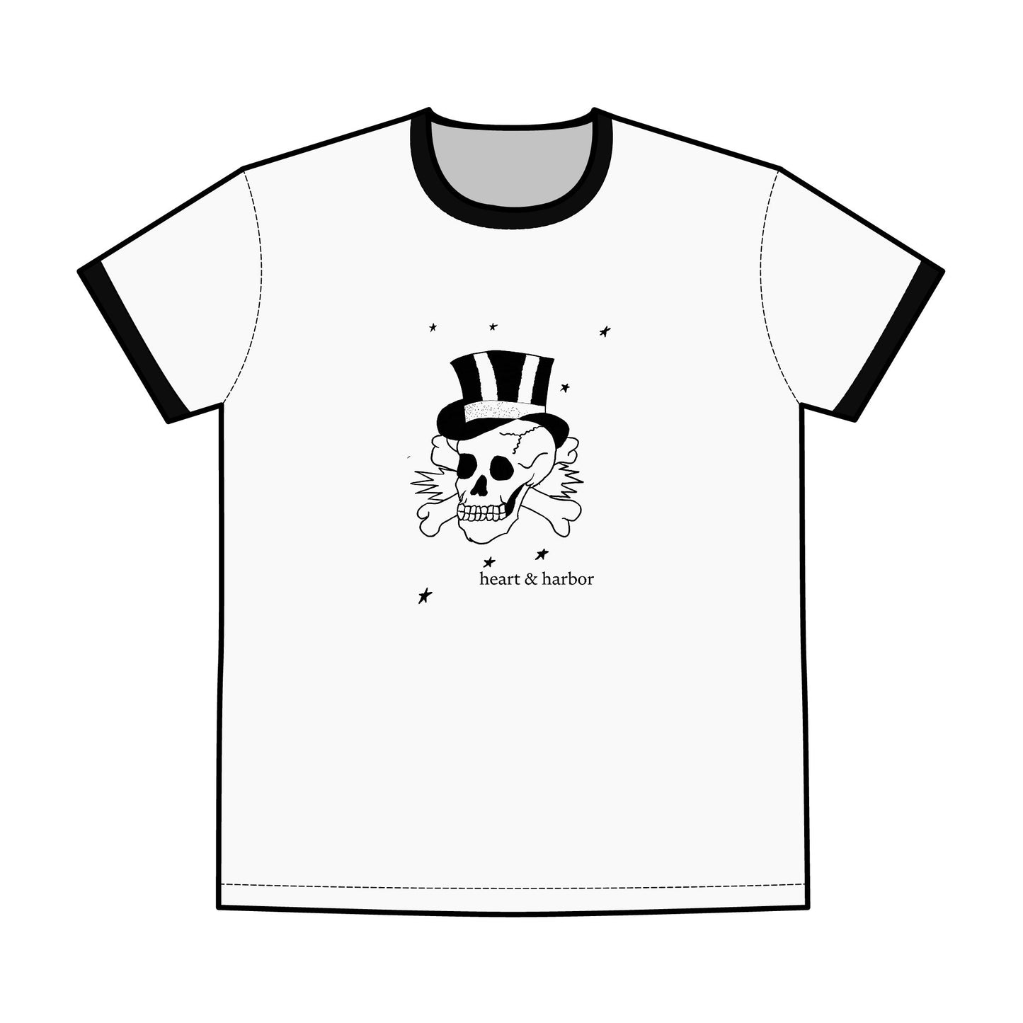 Skull Graphic Ringer Tee | Hand Drawn | Multiple choices