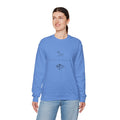 Blue unisex crewneck sweatshirt featuring hand-drawn Chicken & Pig nautical artwork