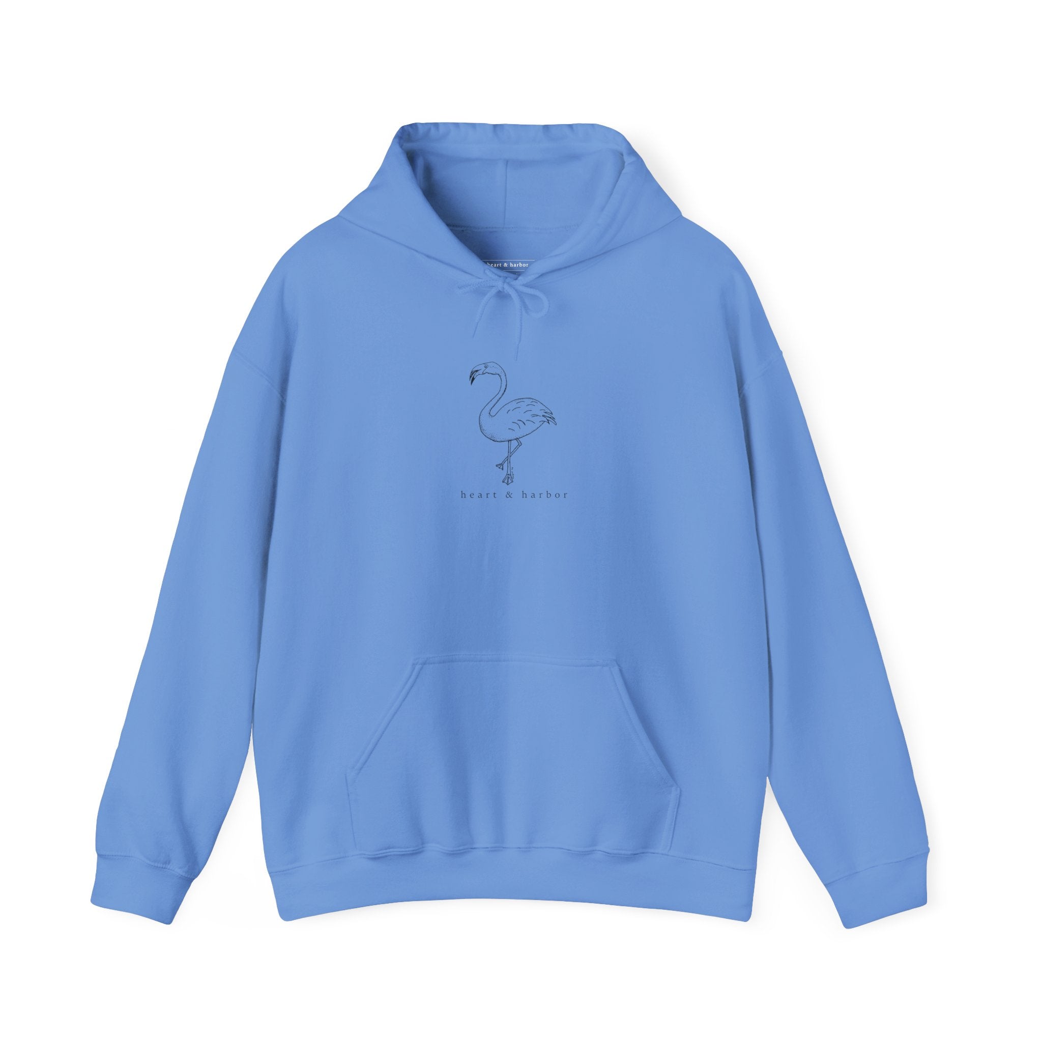 Coastal flamingo hoodie with hand-drawn tattoo-inspired design