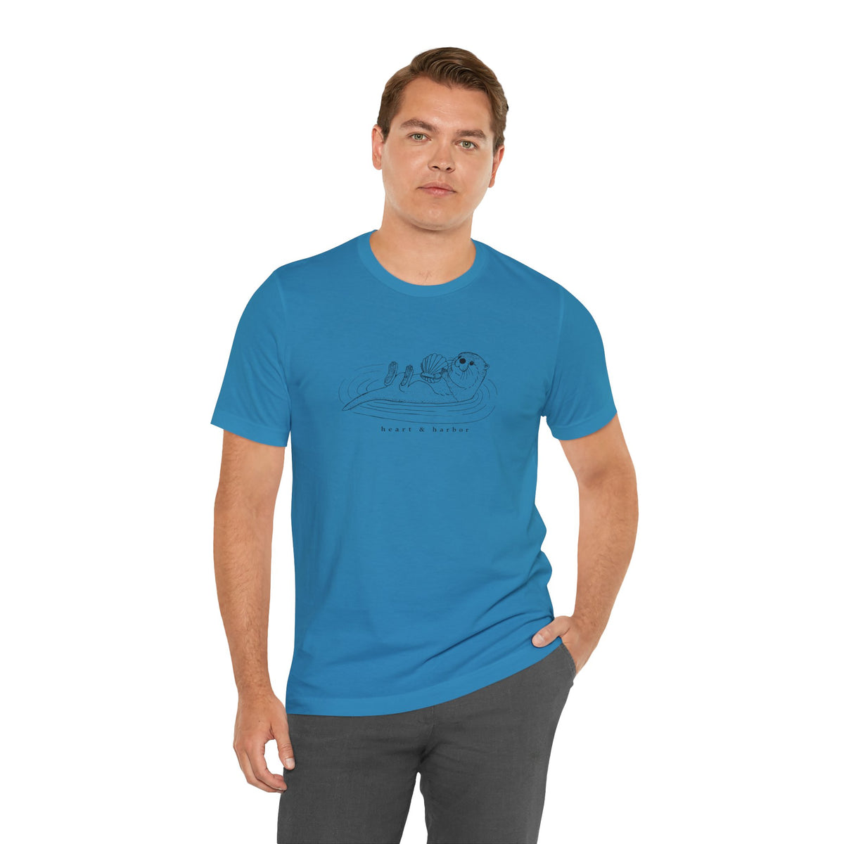 Saphhire unisex T-shirt with original hand-drawn coastal otter design