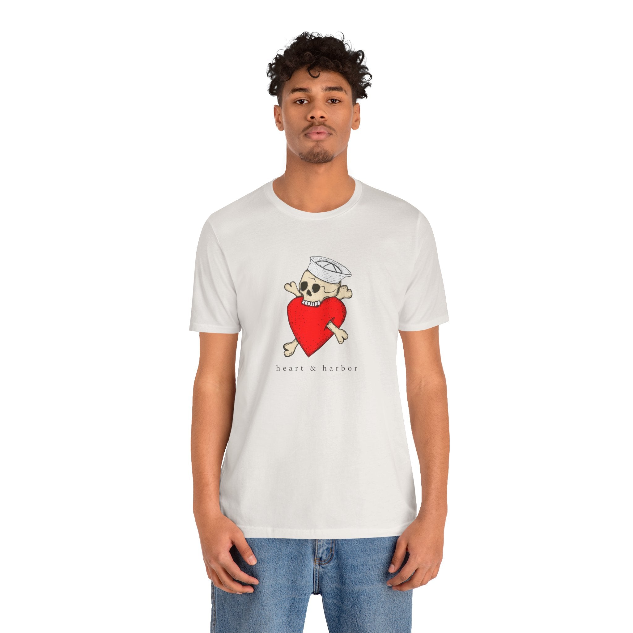 White Hand-drawn Eat Your Heart Out tee gift for tattoo art and skull lovers